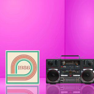 Convite Retro 1986 40º Aniversário Listra Boho Coral