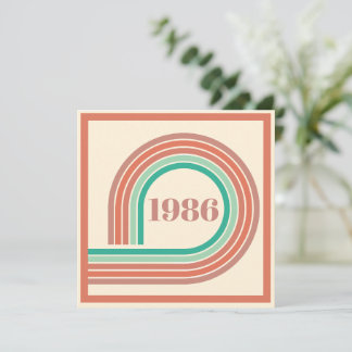 Convite Retro 1986 40º Aniversário Listra Boho Coral