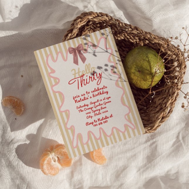 Convite Retro 30 Pintado Arco Alô 30 Aniversário (Criador carregado)