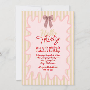 Convite Retro 30 Rosa Pintado Alô 30 Aniversário