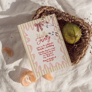 Convite Retro 40ª Arco Pintado à Mão Alô Quarenta Aniversá