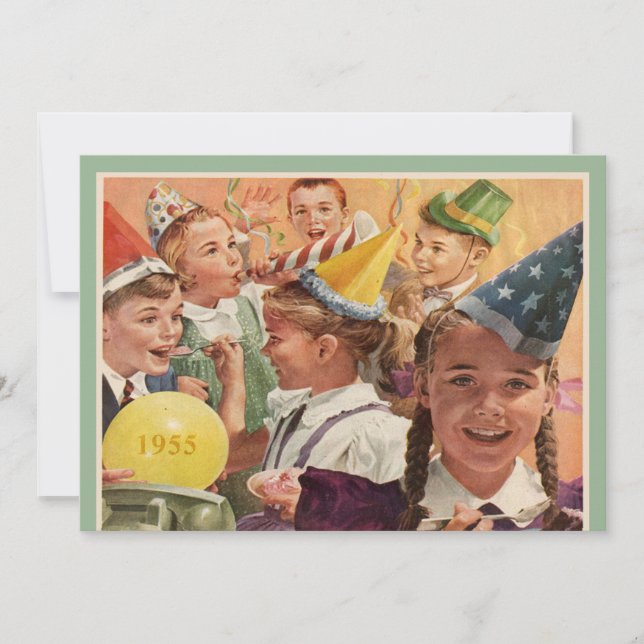 Convite Retro 60ª Festa de aniversário 1955 Memórias da In (Frente)