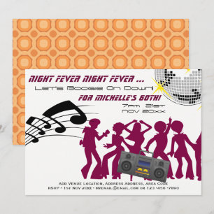 Convite RETRO 60º Aniversário Convidar Febre Noturna Boo