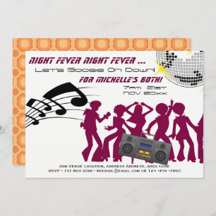Convite RETRO 60º Aniversário Convidar Febre Noturna Boogi