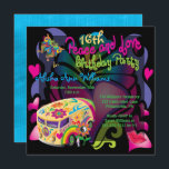 Convite Retro 60 Peace and Love 16th Festa de aniversário<br><div class="desc">Celebre seu doce 16 com uma festa de aniversário do estilo "Paz e Amor" retrógrada.</div>