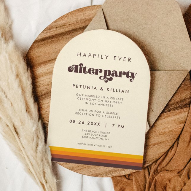 Convite Retro 60s Vintage Feliz Sempre Após Festa (Criador carregado)