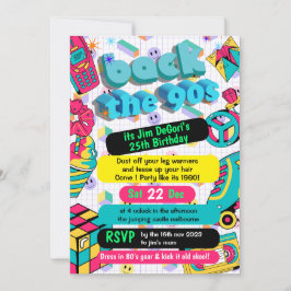 Convite Retro 90s Funky Neon Glow Disco Aniversário