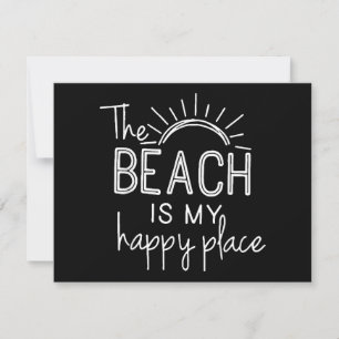 Convite Retro A Praia é o Meu Lugar Feliz Verão Divertido