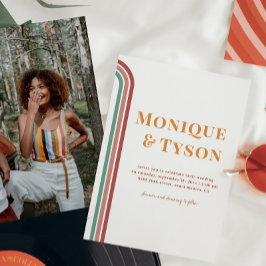 Convite Retro Anos Setenta | Casamento Terra Cotta Rosa Em