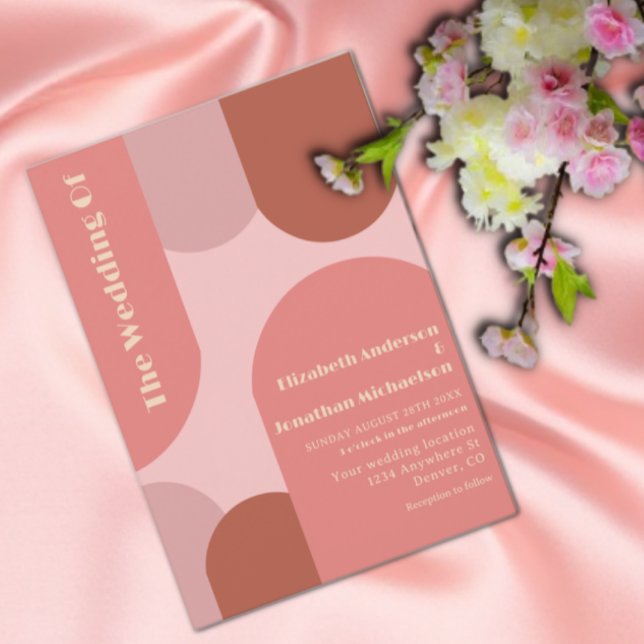 Convite Retro Arches Casamento Cor-de-Rosa Coral (Criador carregado)
