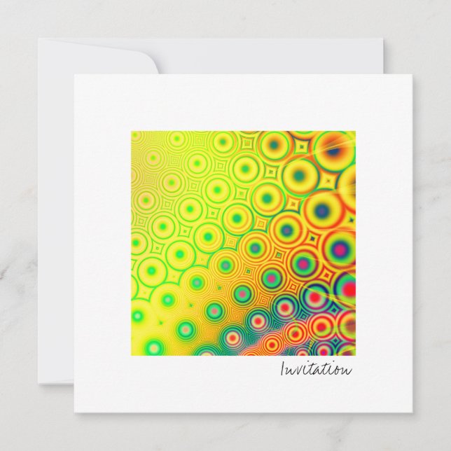 Convite Retro ・ Arte Fractal ・ Amarelo (Frente)