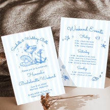 Retro Azul Conchas Marinhas & Sininhos de Casament