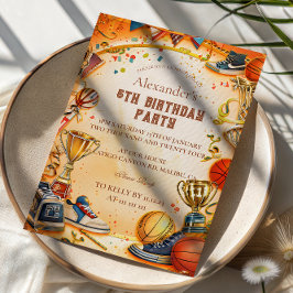 Convite Retro Basketball Trophy Birthday