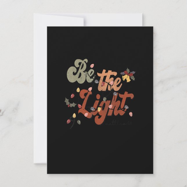 Convite Retro Be The Light Jesus Faith Christmas Lights Ch (Frente)
