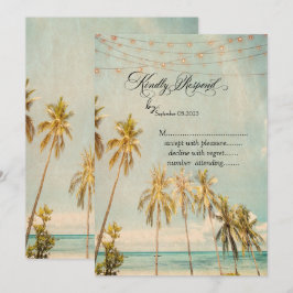Convite Retro Beach Palms RSVP