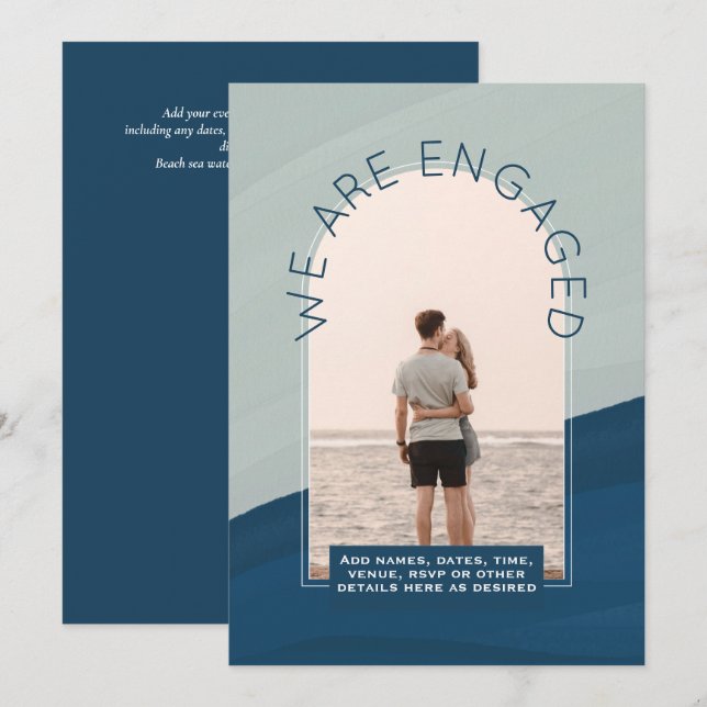 Convite RETRO Beach Vibe Wedery PHOTO (Frente/Verso)