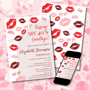 Convite Retro Beijando Meus 40 Anos Adeus Festa de 50 Anos