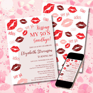 Convite Retro Beijando Meus 50 Anos de Adeus Festa de 60 A