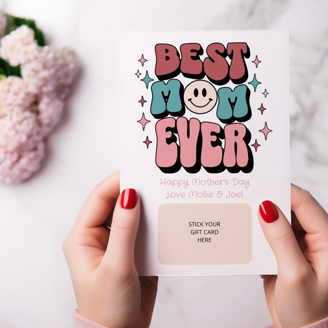 Convite Retro Best Mom Ever Gift Card Holder (Gift Card Holder for the Best Mom Ever)
