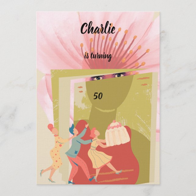 Convite Retro birthday (Frente)