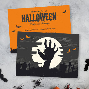 Convite Retro Black Orange Spooky Festa de Halloween