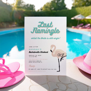 Convite Retro Blue Flamingo Último Flamingle Despedida de