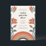 Convite Retro Boêmian Rainbow Floral Único Bat Mitzvah<br><div class="desc">Retro Boêmian Rainbow Floral Único Convite Mitzvah</div>