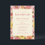 Convite Retro Boho Amarelo Cor-de-rosa Groovy Bat Mitzvah<br><div class="desc">Retro Boho Amarelo Cor-de-rosa Groovy Bat Mitzvah Convite</div>
