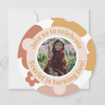 Retro Boho Daisy Birthday Girl Round
