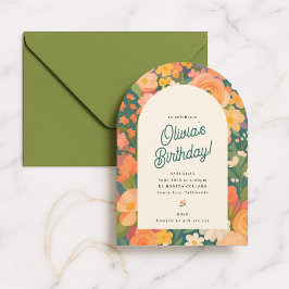 Convite Retro Boho Flower Party Invite