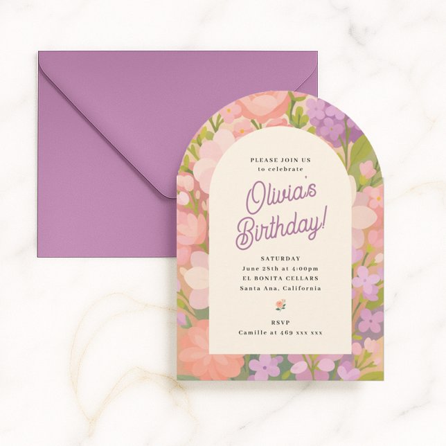 Convite Retro Boho Flower Party Invite (Criador carregado)