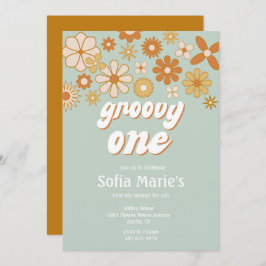 Convite Retro Boho Groovy One Boho First Birthday Invitati