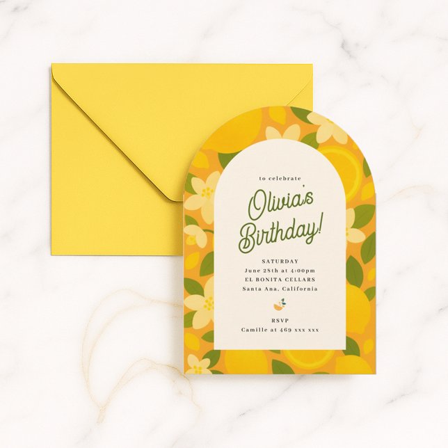 Convite Retro Boho Lemon Flower Party Invite (Criador carregado)
