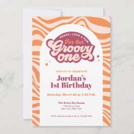 Convite Retro Boho Primeiro Aniversário Groovy