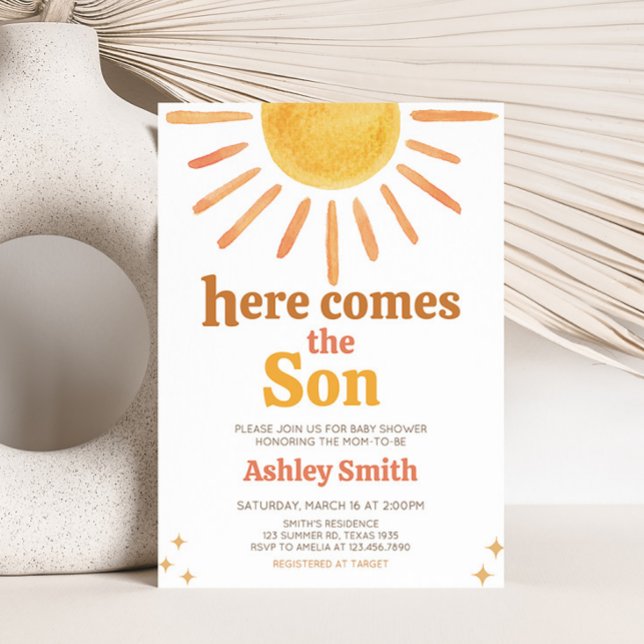 Convite Retro Boho Sunshine Chá de fraldas (Boy Boho Sunshine Baby Shower Invitation)