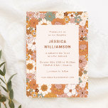 Convite Retro Boho Terracotta Floral Cute Bat Mitzvah<br><div class="desc">Retro Boho Terracotta Floral Cute Bat Mitzvah Convite</div>