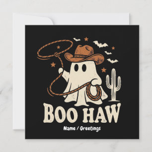 Convite Retro Boo Haw Cowboy Fantasma Vintage Halloween