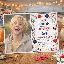 Convite Retro Bowling 1st Birthday Party – Fun Kids 