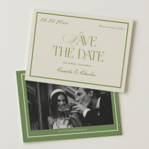 Retro Branco e Verde Casamento Salve a data Foto