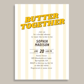 Convite Retro Butter Together Yellow Bridal Shower