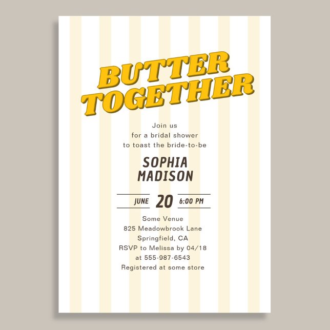 Convite Retro Butter Together Yellow Bridal Shower (Criador carregado)