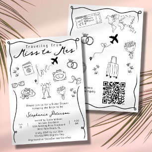 Convite Retro Caprichoso de Senhorita para Senhora Código 