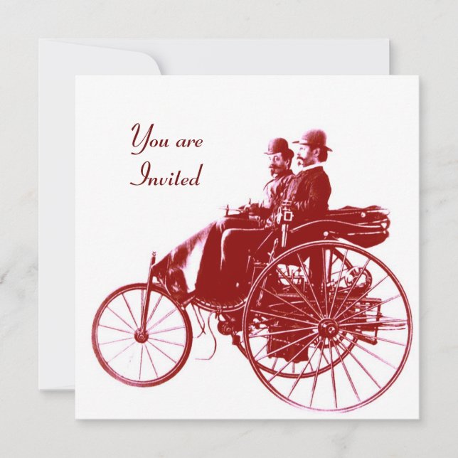 Convite RETRO CARROS 2 , RESTAURAÇÃO AUTOMÁTICA , vermelho (Frente)