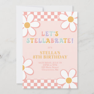 Convite Retro Check Stellabrate Birthday Invite