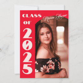 Convite Retro Chic Script Class Of 2025 Photo Open House