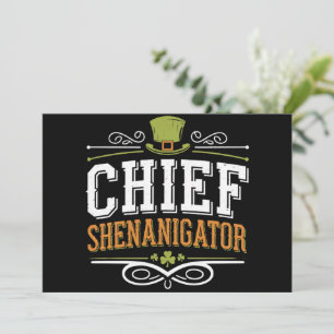 Convite Retro Chief Shenanigator Chapéu de Leprechaun Sort