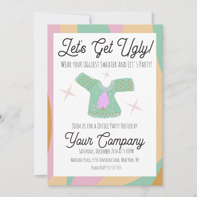 Convite Retro Christmas Party Ugly Sweater Event (Frente)