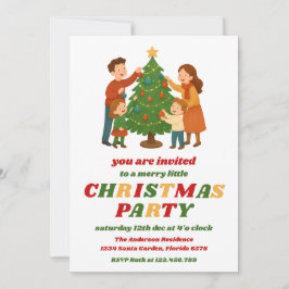 Convite Retro Christmas Tree Editable Holiday Party