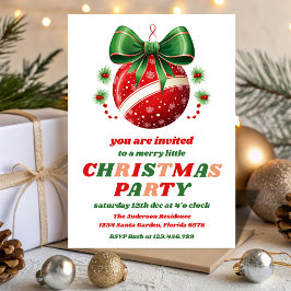 Convite Retro Christmas Tree Ornaments Editable Party
