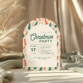 Convite Retro Christmas Tree Party Arch Invitation